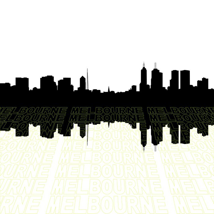 700x700 Melbourne Skyline With Text Outline Foreground Wall Mural Pixers