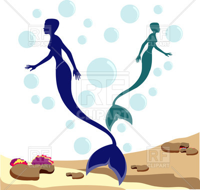 400x380 The Mermaid And Bubbles In The Sea Royalty Free Vector Clip Art