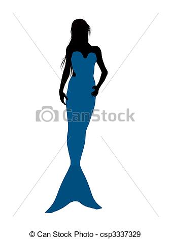 337x470 Little Mermaid Silhouette Illustration. Little Mermaid Stock