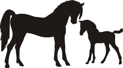 420x231 Horse And Foal Silhouette Decal 7 X 4 Silhuetas