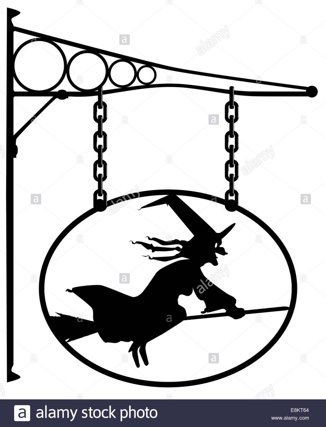 1060x1390 Oval Metal Sign With A Silhouette Of A Witch Stock Photo 74194796