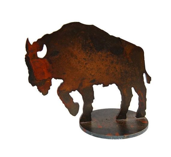 570x522 Buffalo Cutout Steel Silhouette Vintage Rustic By Curiopolis New