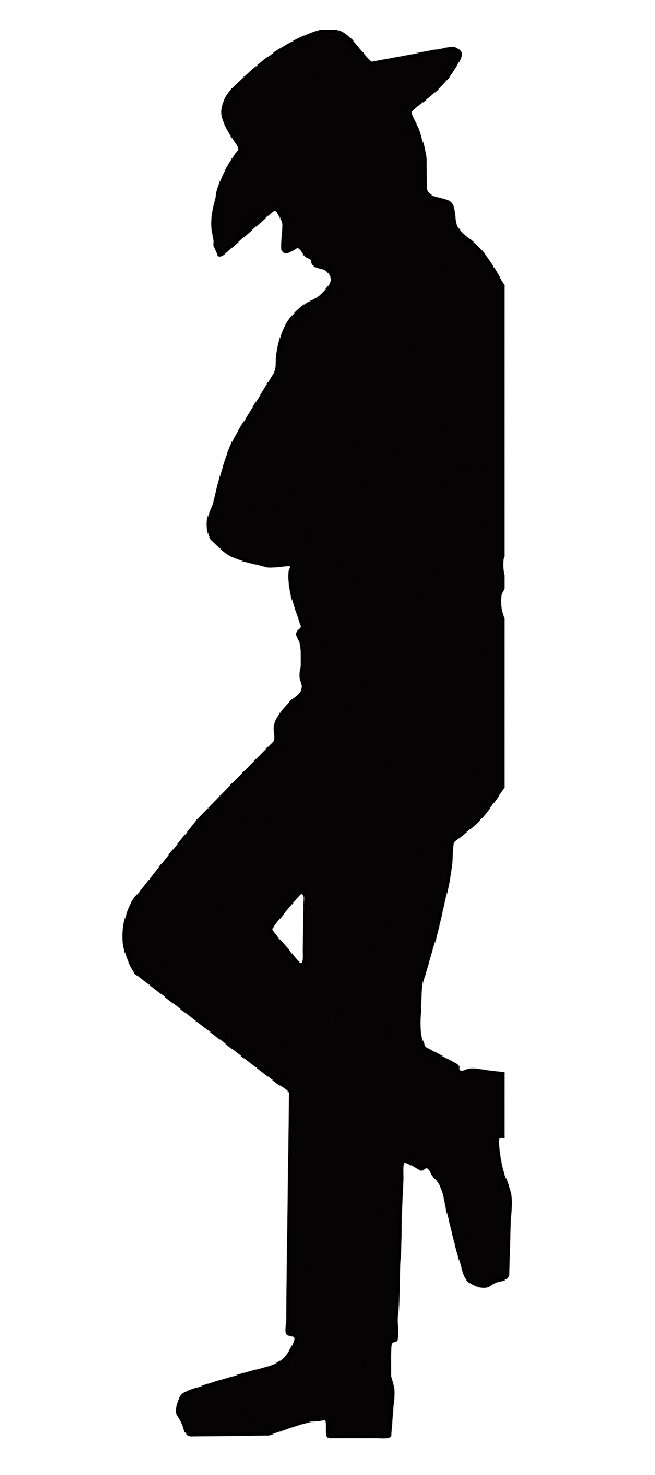 600x1350 Leaning Cowboy Silhouette Cutout Metal Sign Military Issue