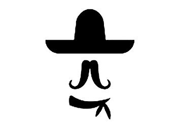 355x253 7 Inches Black Silhouette Of Sombrero Hat Long