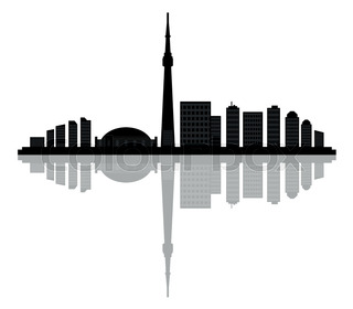 320x280 Toronto City Skyline Silhouette Background, Vector Illustration