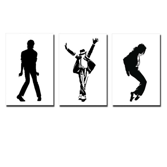 570x570 Canvas Prints Michael Jackson Dance Move Silhouette In Black
