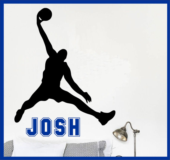 570x537 Basketball Name Wall Decal Michael Jordan Wall Decal Boys