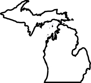 298x273 Michigan Map, Thick Outline Clip Art