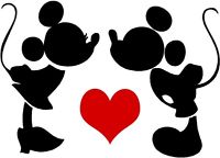 200x144 Custom Vinyl Decal Run Disney Mickey Minnie Love Silhouette Heart
