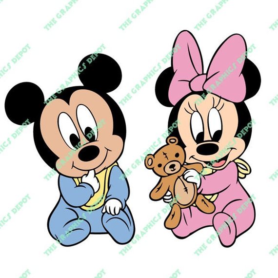 570x570 Baby Mickey Mouse, Baby Minnie Mouse Svg, Dxf, Png, Eps Files