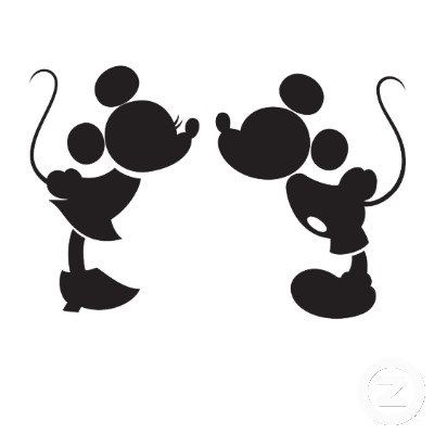 400x400 Mickey And Minnie Kissing Silhouette Decal Mickey Mouse