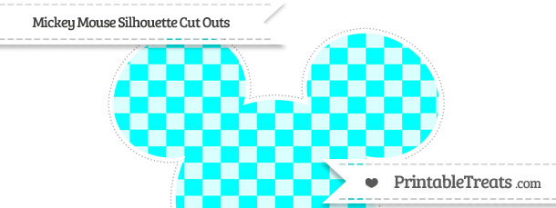 610x229 Aqua Blue Checker Pattern Extra Large Mickey Mouse Silhouette Cut
