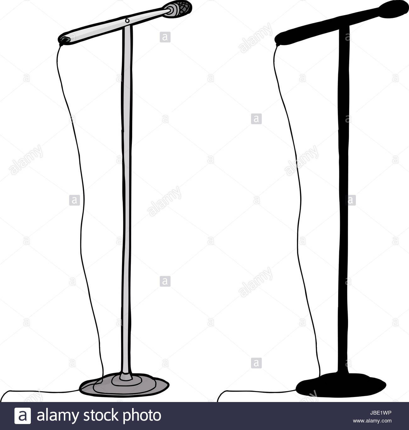 1300x1368 Cartoon And Silhouette Microphone Stand Over White Background