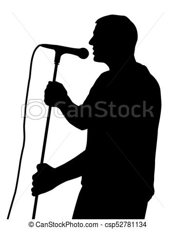 361x470 Illustration Silhouette Of A Male Singing. Isolated White