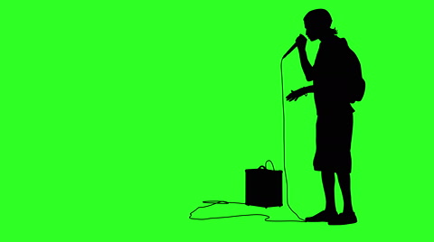 480x268 Silhouette Of The Guy Beatbox With A Microphone. Green Screen