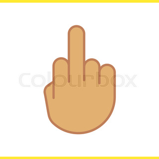 320x320 Middle Finger Up Flat Design Long Shadow Icon. Flipping Off Hand