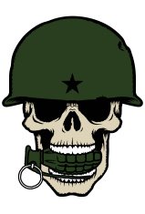 159x235 Skull With Army Helmet And M249 Machine Gun Premium Clipart