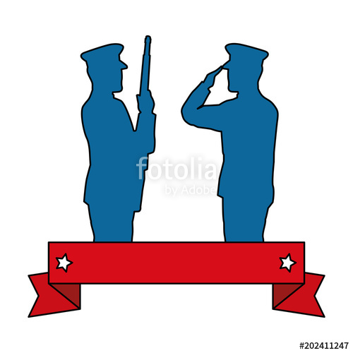 500x500 Silhouette Of Military Saluting And Soldier Vector Illustration