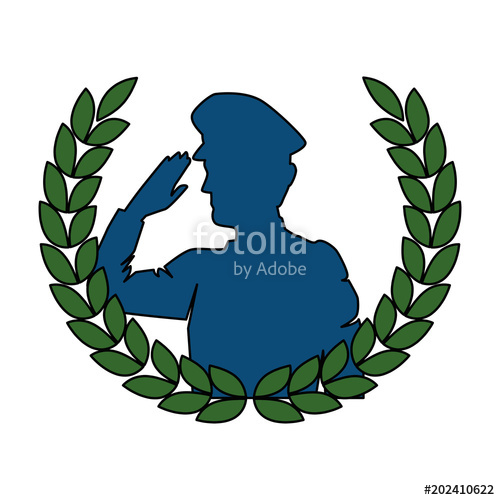 500x500 Silhouette Of Military Saluting With Wreath Vector Illustration