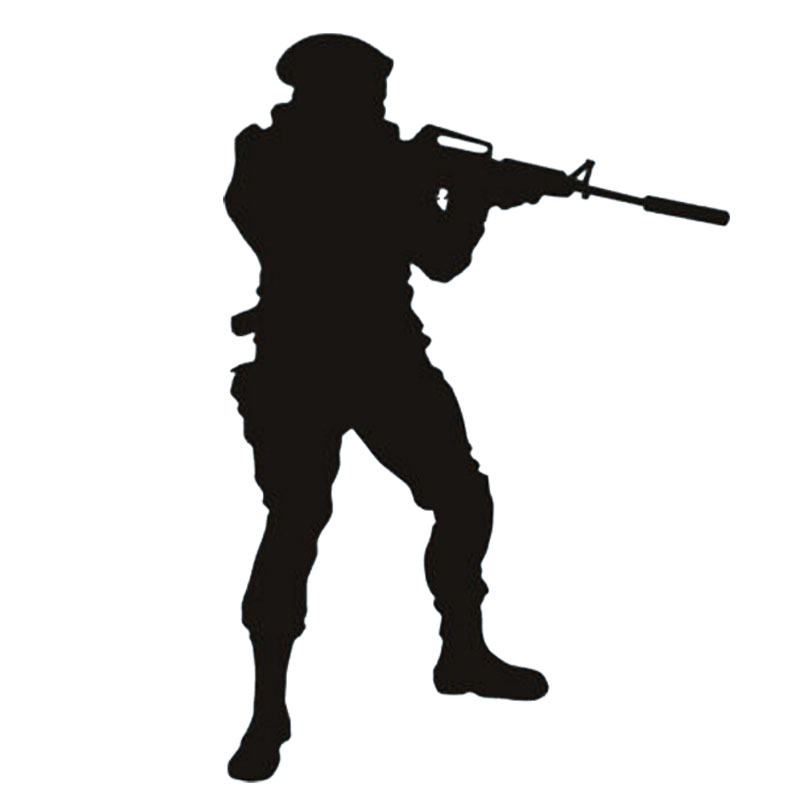 800x800 Soldier Shooting Silhouette Cool Art Sticker Bedroom Army People