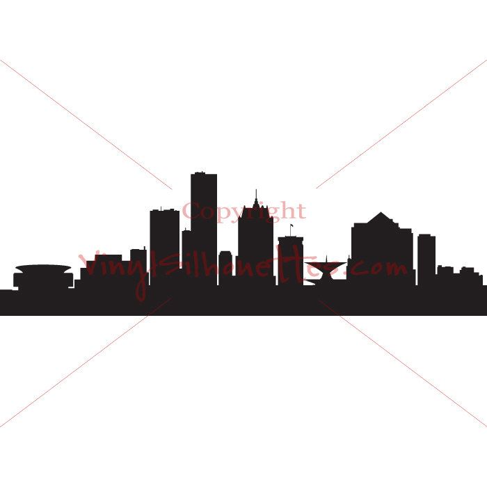 700x700 Milwaukee Wisconsin Skyline Silhouette, Cityscape Wall Sticker