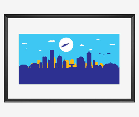 570x480 Milwaukee Skyline Print Milwaukee Art Milwaukee Print