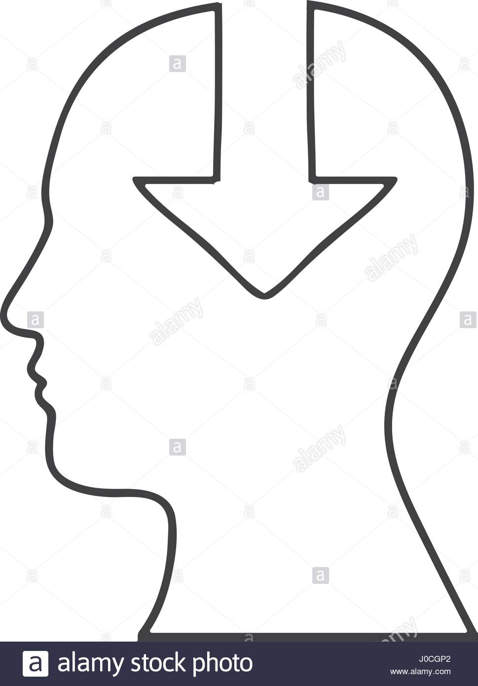 969x1390 Monochrome Silhouette Of Human Head With Download Arrow In Mind