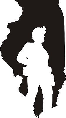 224x400 White Il Illinois State Coal Miner Decal Sticker Really Fast Free