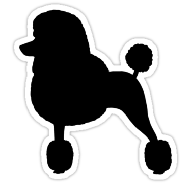 375x360 Standard Poodle Silhouette (Black With Fancy Haircut)' Sticker By