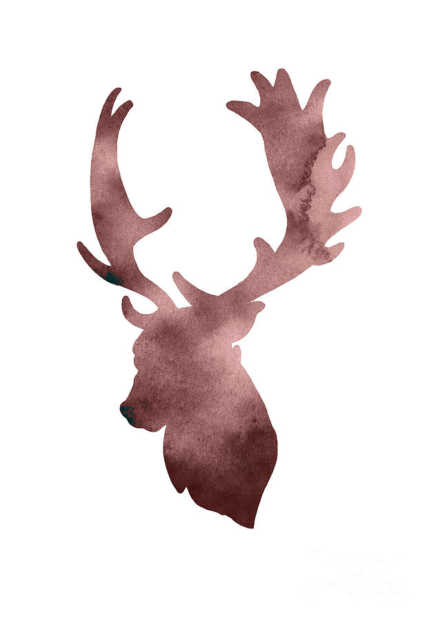629x900 Deer Head Silhouette Minimalist Painting Painting By Joanna Szmerdt