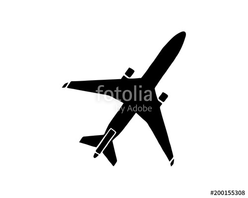 500x400 Airplane Icon. Black Minimalist Icon Isolated On White Background