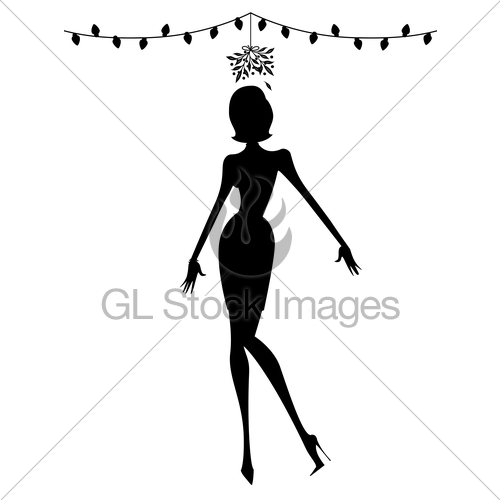 500x500 Silhouette Of A Woman Standing Under The Mistletoe At Chr Gl
