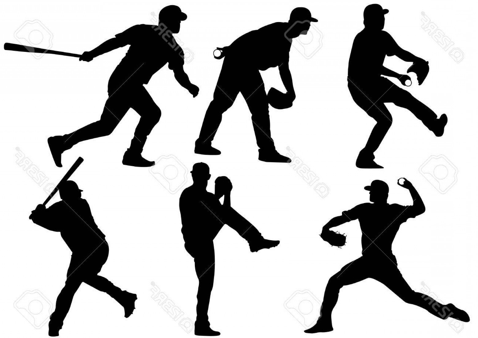 1560x1102 Photostock Vector Sport Icons And Baseball Players Silhouettes
