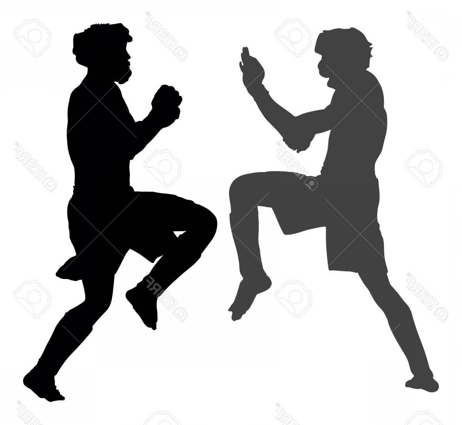 1560x1434 Photostock Vector Two Mma Fighters In Ring Vector Silhouette
