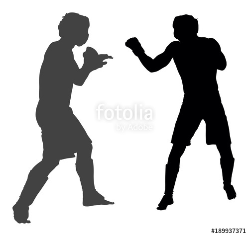 500x475 Two Mma Fighters Vector Silhouette Illustration Isolated On White