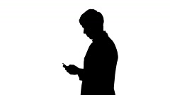 240x134 Video Black Silhouette Of Man Typing On Mobile Telephone ~