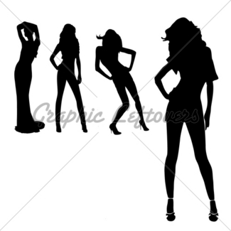 325x325 3 Women Silhouettes With Fashion Attitudes Gl Stock Images