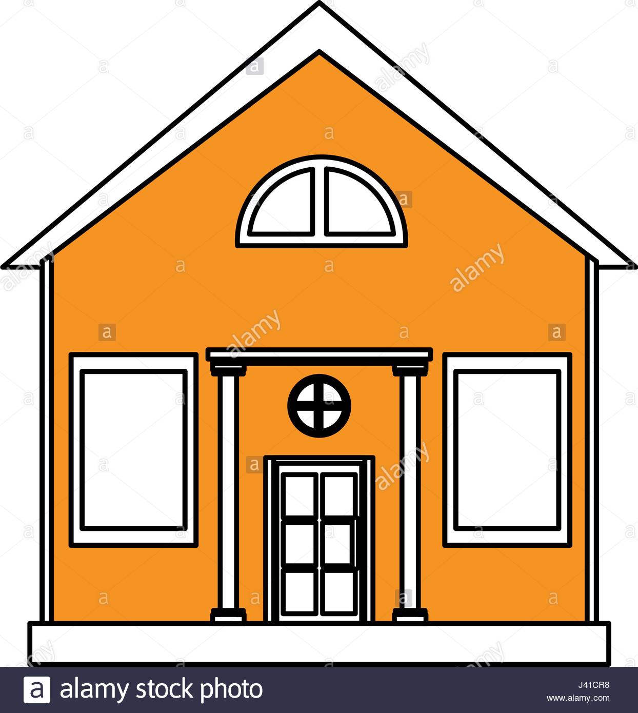 1244x1390 Color Silhouette Cartoon Yellow Facade Structure House With Modern