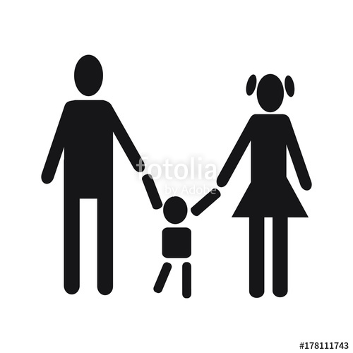 500x500 Men Woman Holding Baby Figure Black Silhouette Simple Icon Set