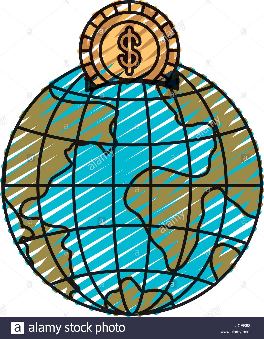 1081x1390 Color Crayon Silhouette Money Box In Globe Earth World Shape
