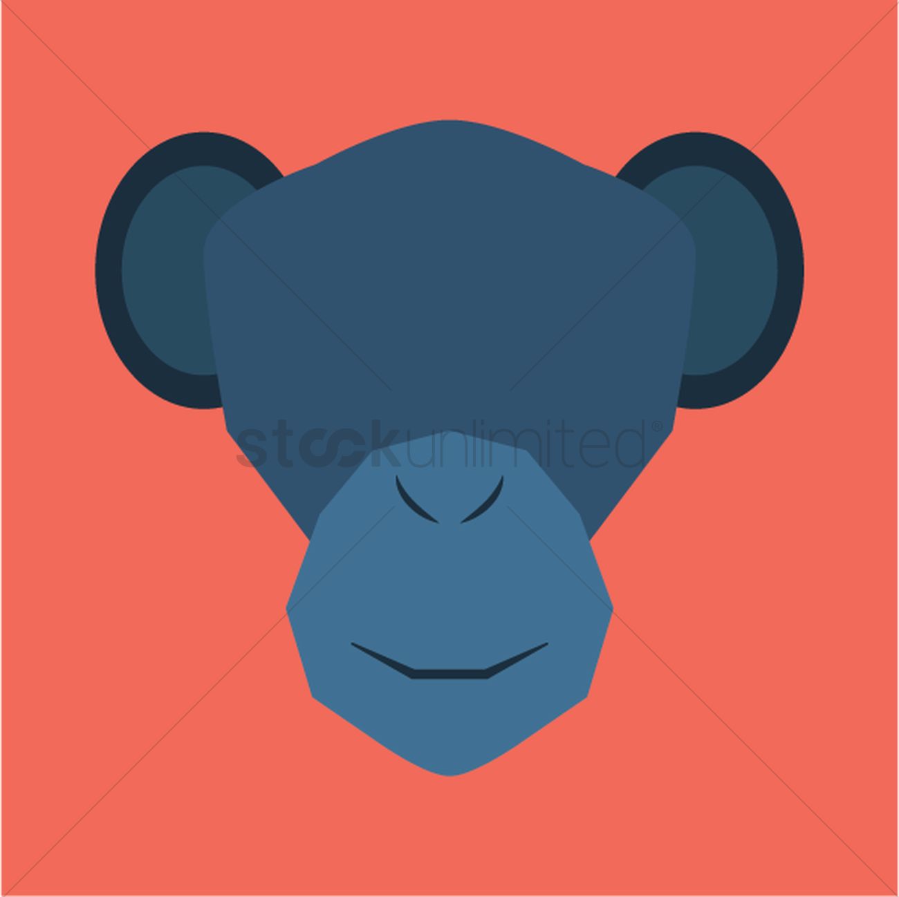1300x1298 Silhouette Of Monkey Face Vector Image