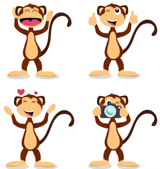 516x545 Funny Monkey Set Ai Format Free Vector Download