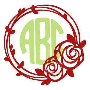 300x300 Silhouette Design Store Round Rose Monogram Frame Cameo Cuts
