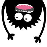 160x160 Two Screaming Monster Head Silhouette Set. Hands Holding Boo Text