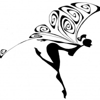 200x200 Black Fairy Sitting On White Half Moon Dreaming About Stars Tattoo