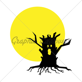 325x325 Dear Tree Silhouette With Full Moon Gl Stock Images