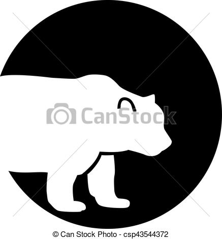 437x470 Bear In Front Of Moon Vectors Illustration