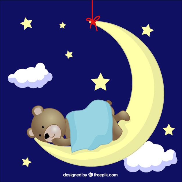 626x626 Teddy Bear Sleeping On Moon Vector Free Download