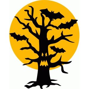 300x300 Bats Tree Moon Halloween Silhouette Design, Bats And Silhouettes