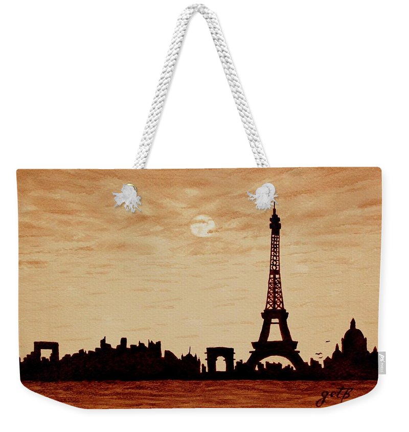 800x845 Paris Silhouettes Under Moonlight Coffee Painting Weekender Tote